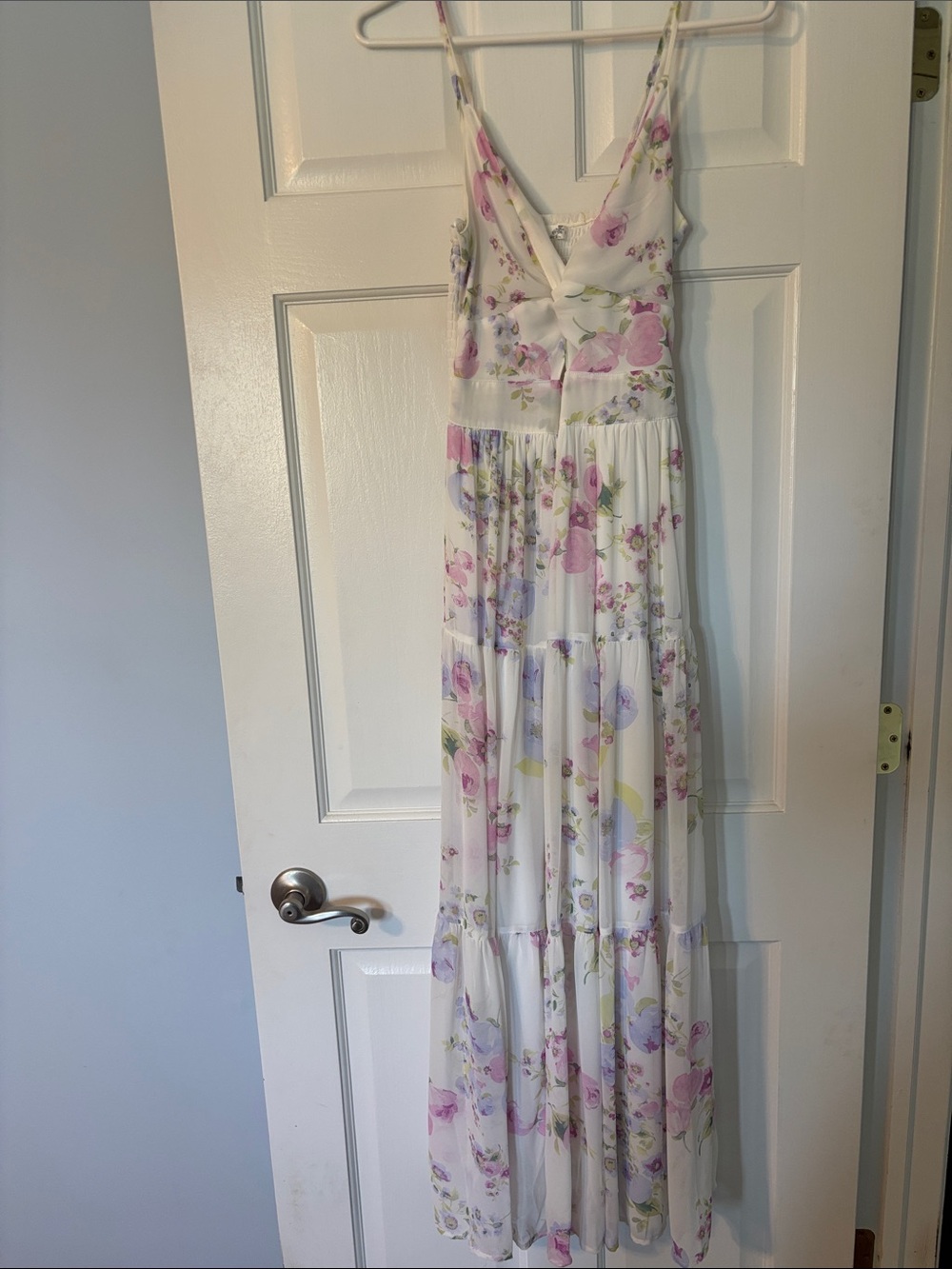Altar'd State White Maxi Slip with Pink & Purple Floral Print